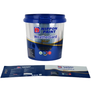 Metallic-effect paint pail IML application sample